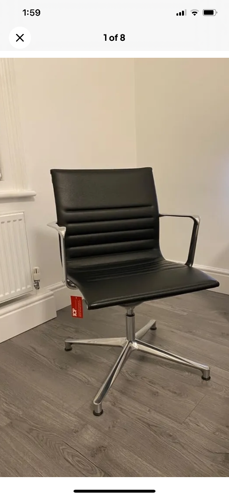 image for Icf Vitra Eames ae08 new leather chair aluminium frame