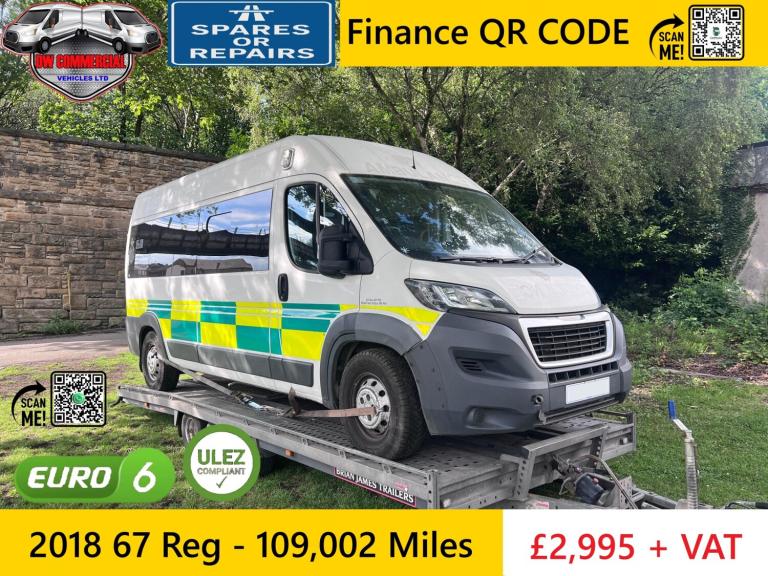 2018 67 Reg PEUGEOT BOXER 2.0HDI 435 LWB L3H2 130BHP Ambulance + VAT