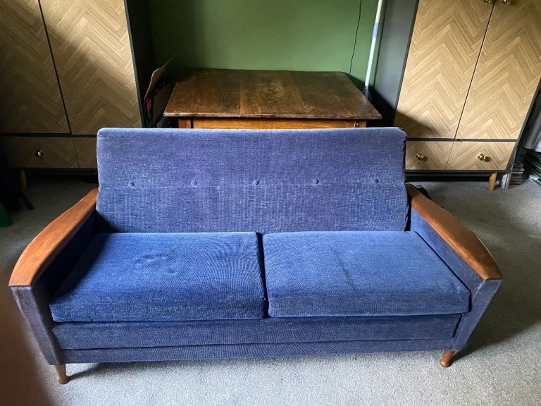 Blue Mid Century sofa bed