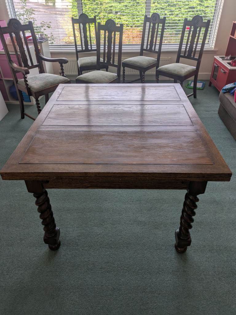 Antique Dining Table Chairs Sideboard Barley Twist