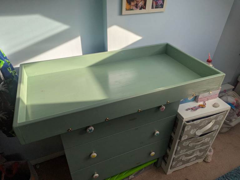 Beautiful Solid Pine IKEA Tarva Chest of Drawers + Bespoke Sliding Changing Table Top