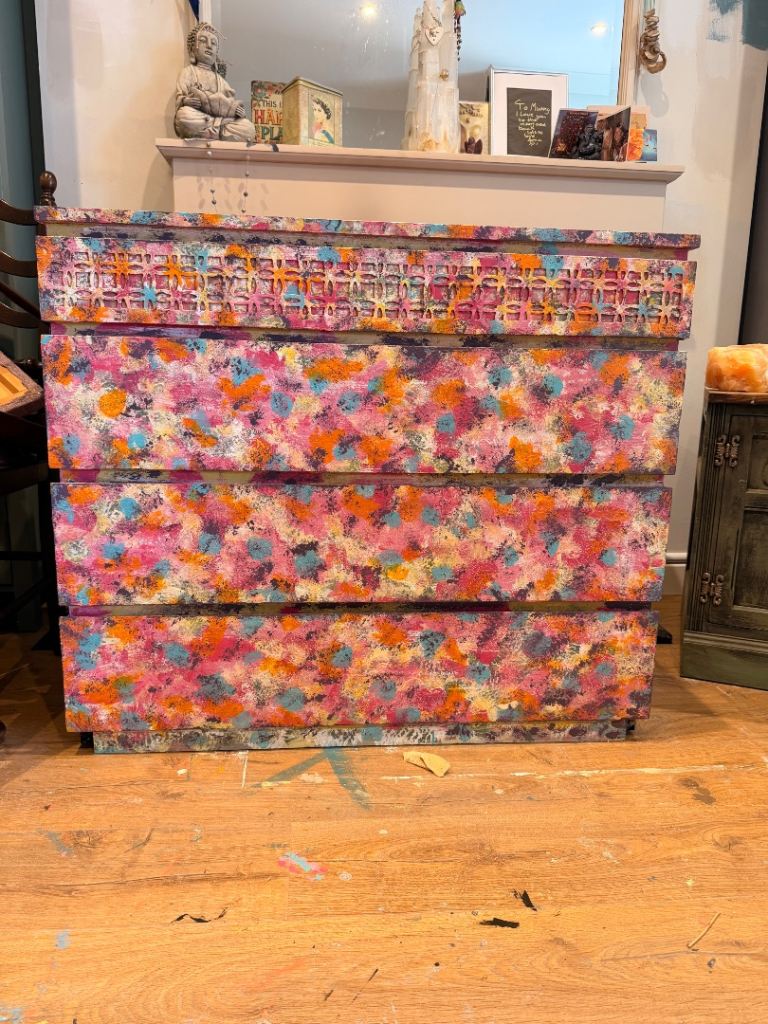 🌺 Hand-Painted Bohemian Chest of Drawers – Unique Statement Piece