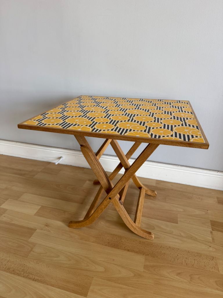 Folding Table by Meredew c.1970 Midcentury Square Side Table