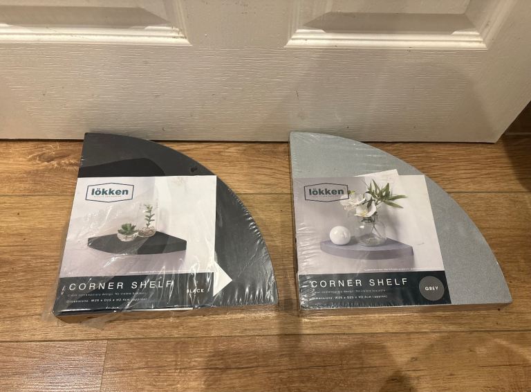 Corner shelves grey and black (price for each one £6 , or both for £10)
