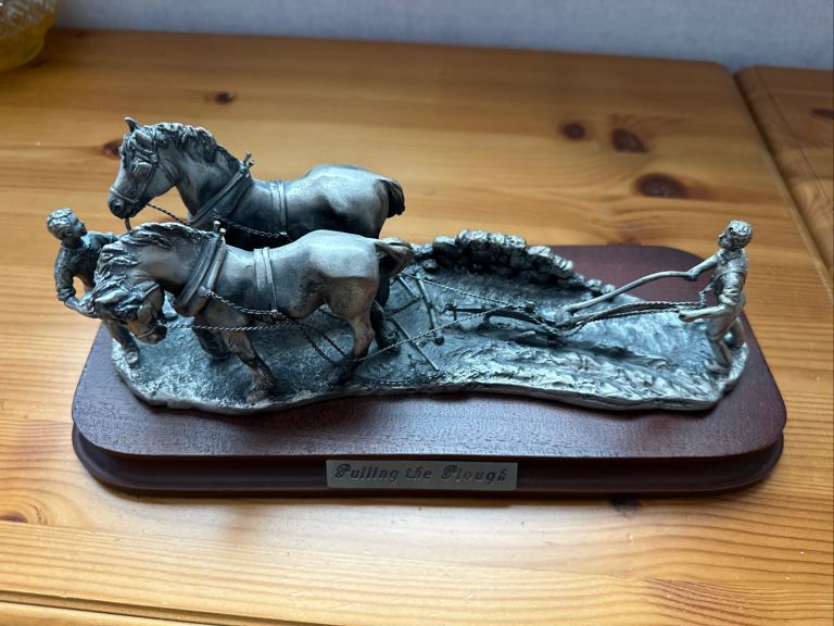 Mounted PULLING THE PLOUGH ornament 