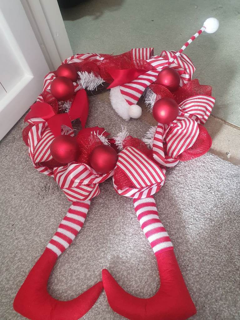 Christmas candy cane door wreath 