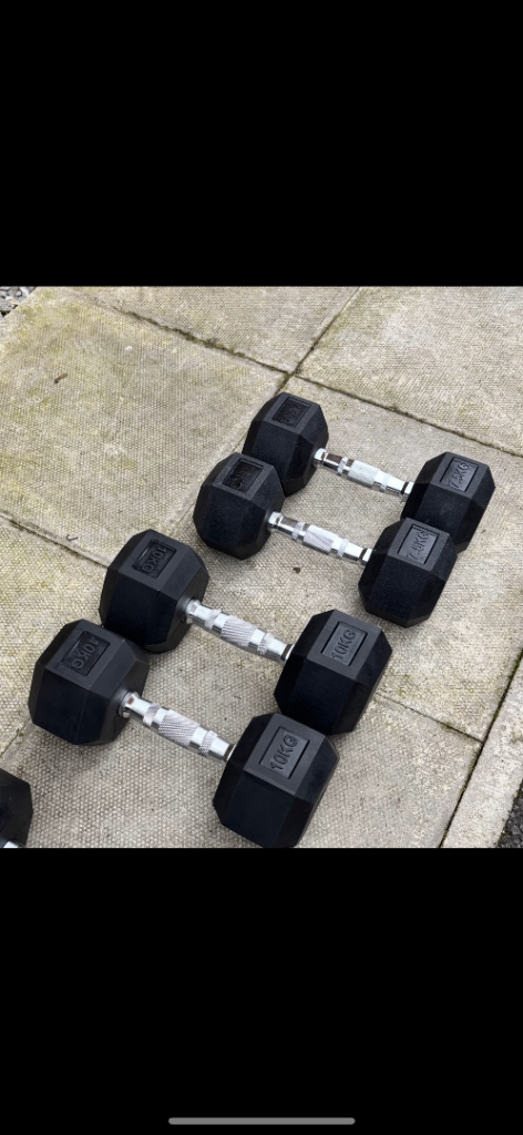 Pair of 10KG Hex Dumbbells – Good Condition
