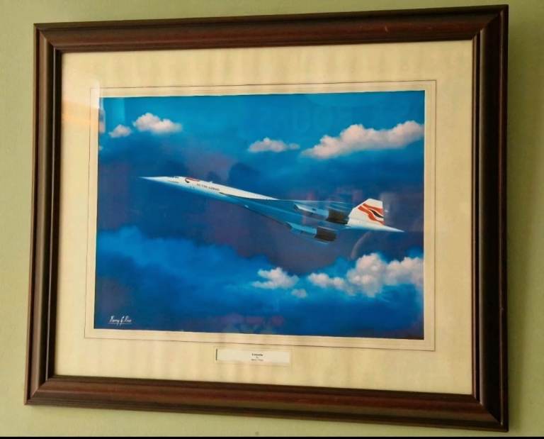 Vintage British Airways Concorde Framed Print Barry G Price Aviation Memorabilia