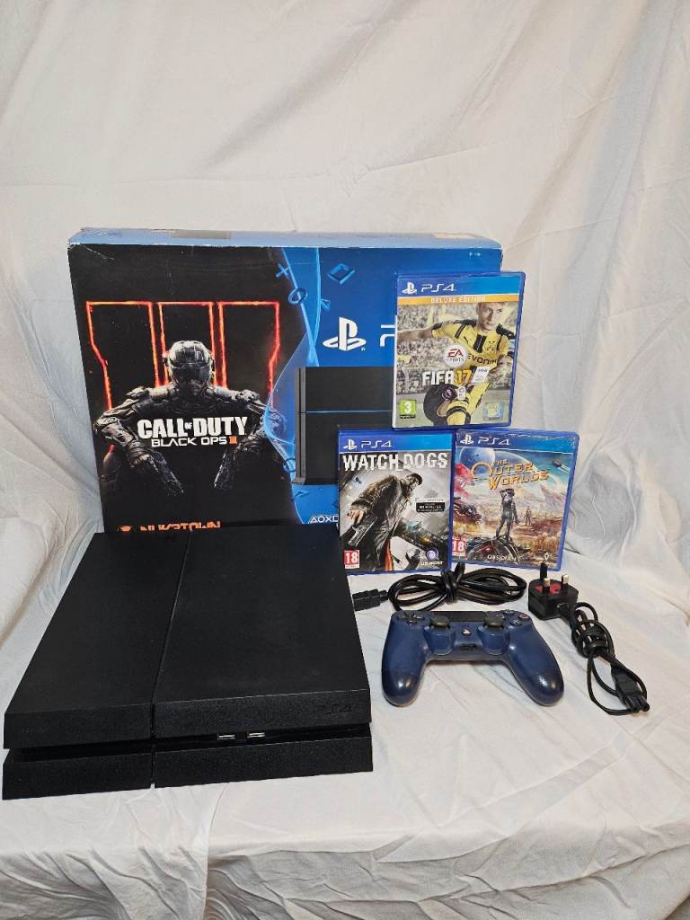 Boxed Sony PlayStation 4 500 GB + Purple Control Pad & 3 Games *Very Good Condition*