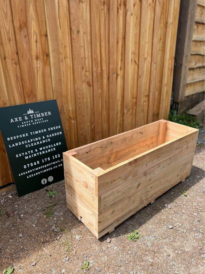 Larch Timber Garden Planter 120cm | Heavy Duty Wooden Raised Flower Bed