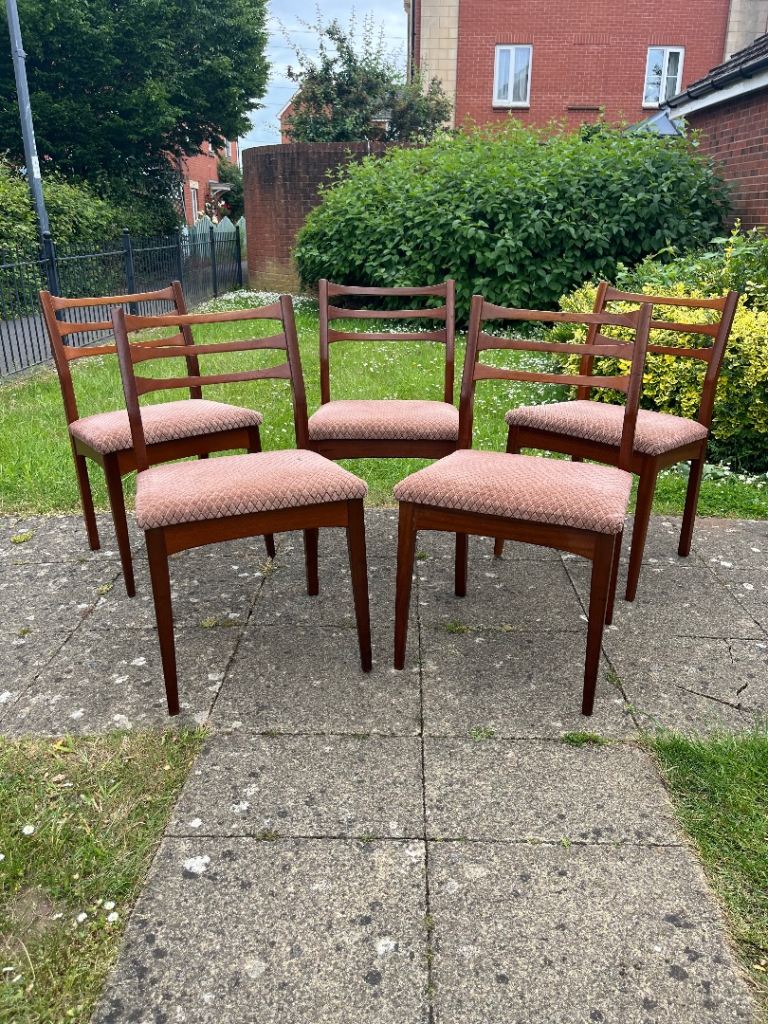 Set of five Danish style teak dining chairs (delivery available)