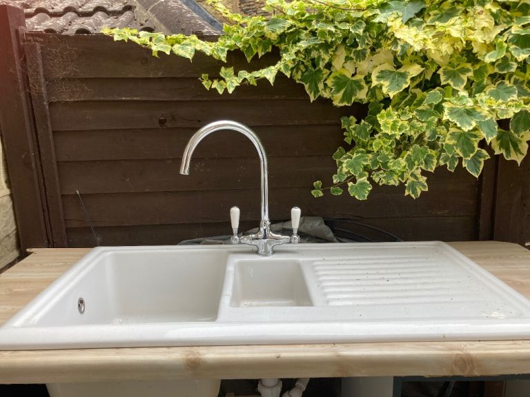Sink and Chrome Kitchen Mixer Tap - Good Condition