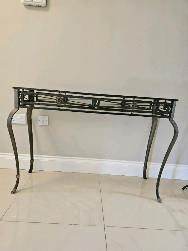 Metal Console table with glass top