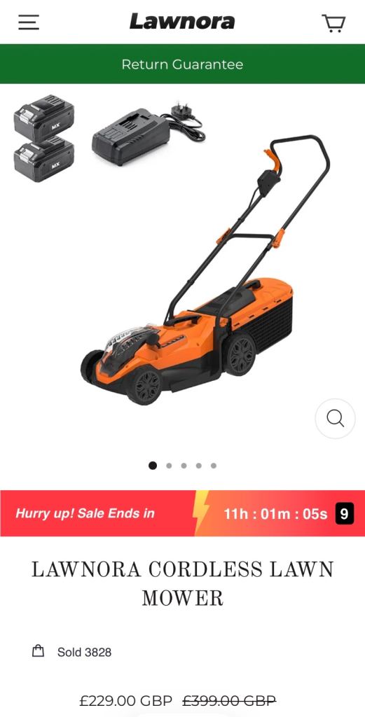20V Battery Powered Lawnmower - Brand New