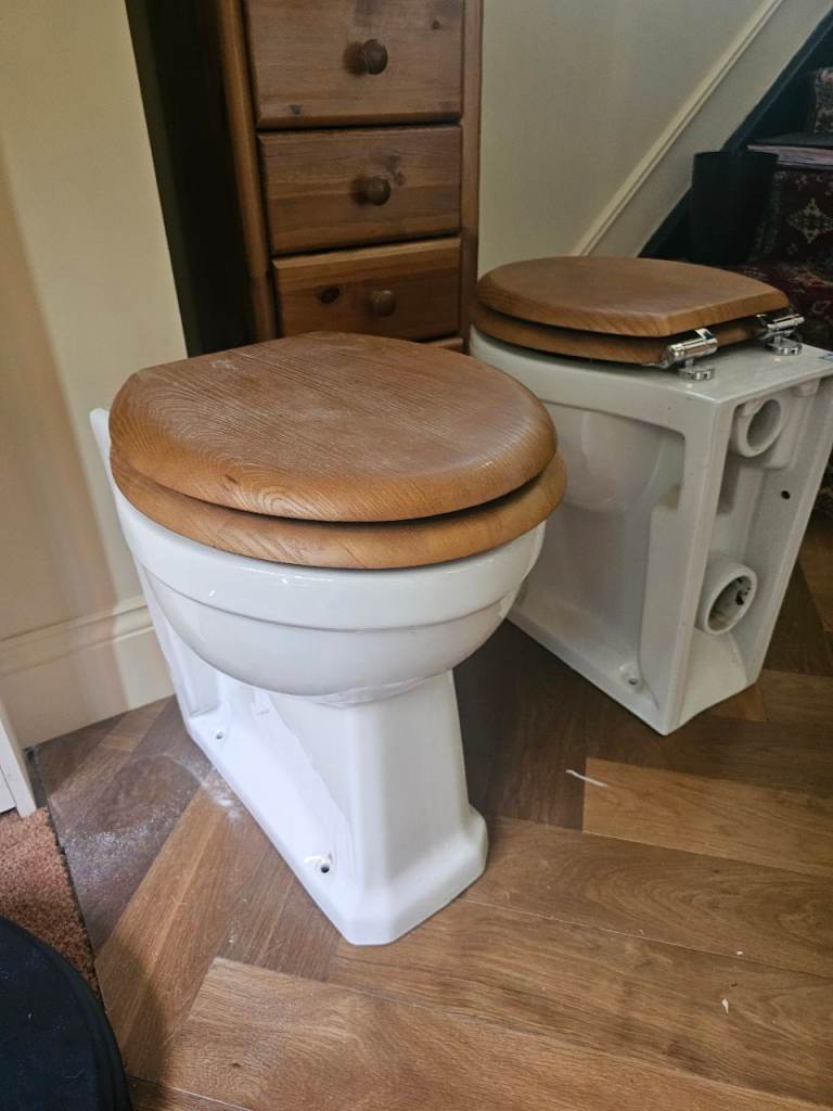 2 Burlington toilets with oak seats
