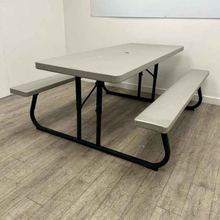 Outdoor Garden Table & Seating - Picnic Bench, Foldable, Putty, L1800mm