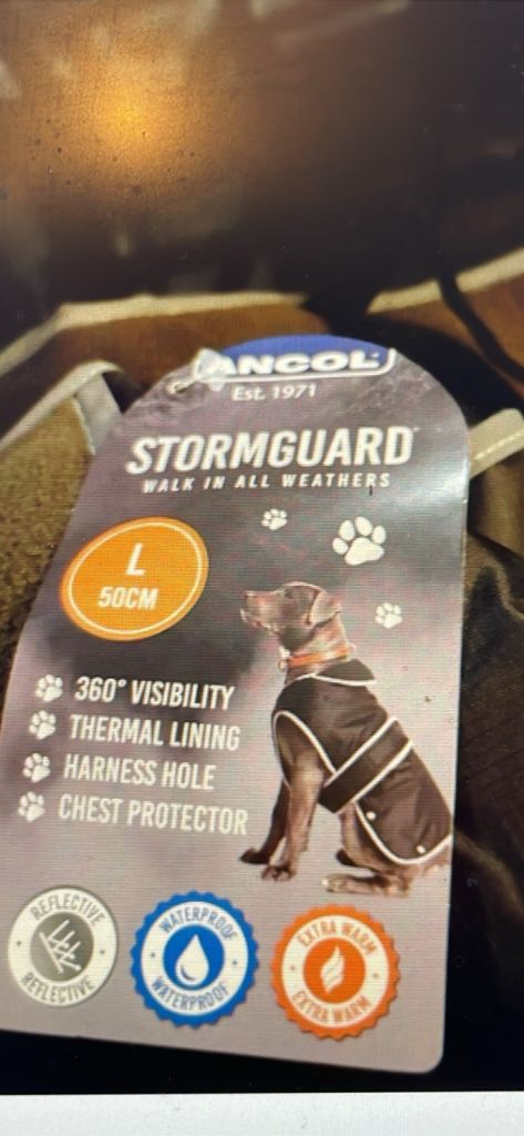 Ancol Stormguard Large Waterproof dog coat- brand new with all tags 