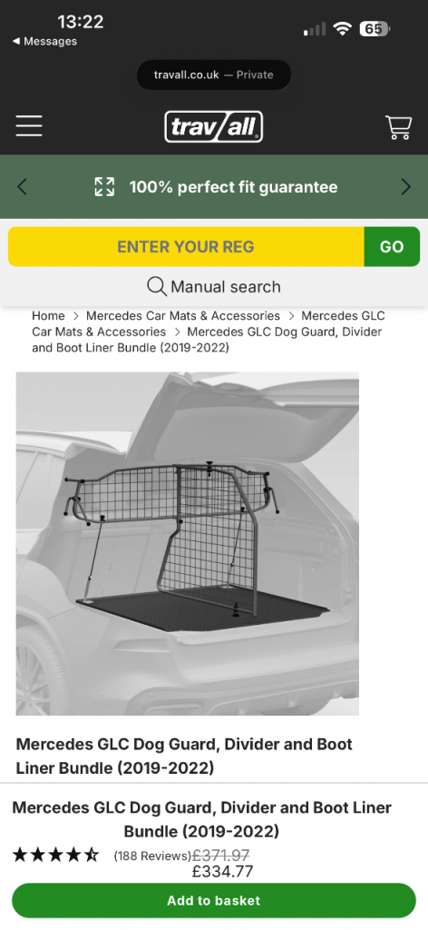 Mercedes GLC Dog Guard, Divider and Boot Liner Bundle (2019-2022)