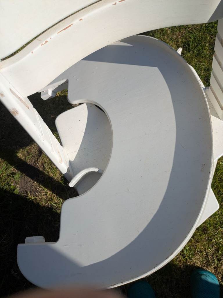 Wooden high child chair sit right