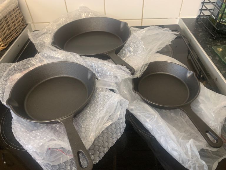 Teflon (Chemical) Free - 3 Piece Set of Non-Stick Cast Iron Frying / Skillet Pans.