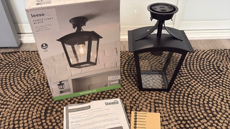 Dunelm Leese Black Porch Light – Brand New, Boxed