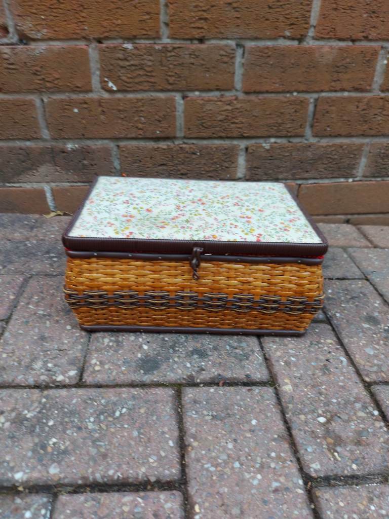 Vintage sewing storage box basket