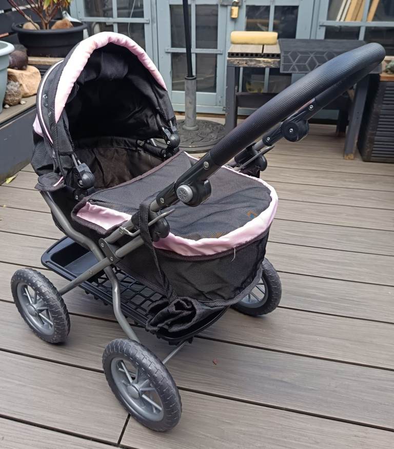 Silver Cross dolls Pram - Pink & Black