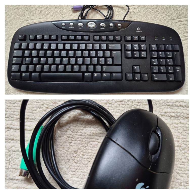 Logitech mouse and keyboard PS/2 - Retro computer gaming PC laptop ...