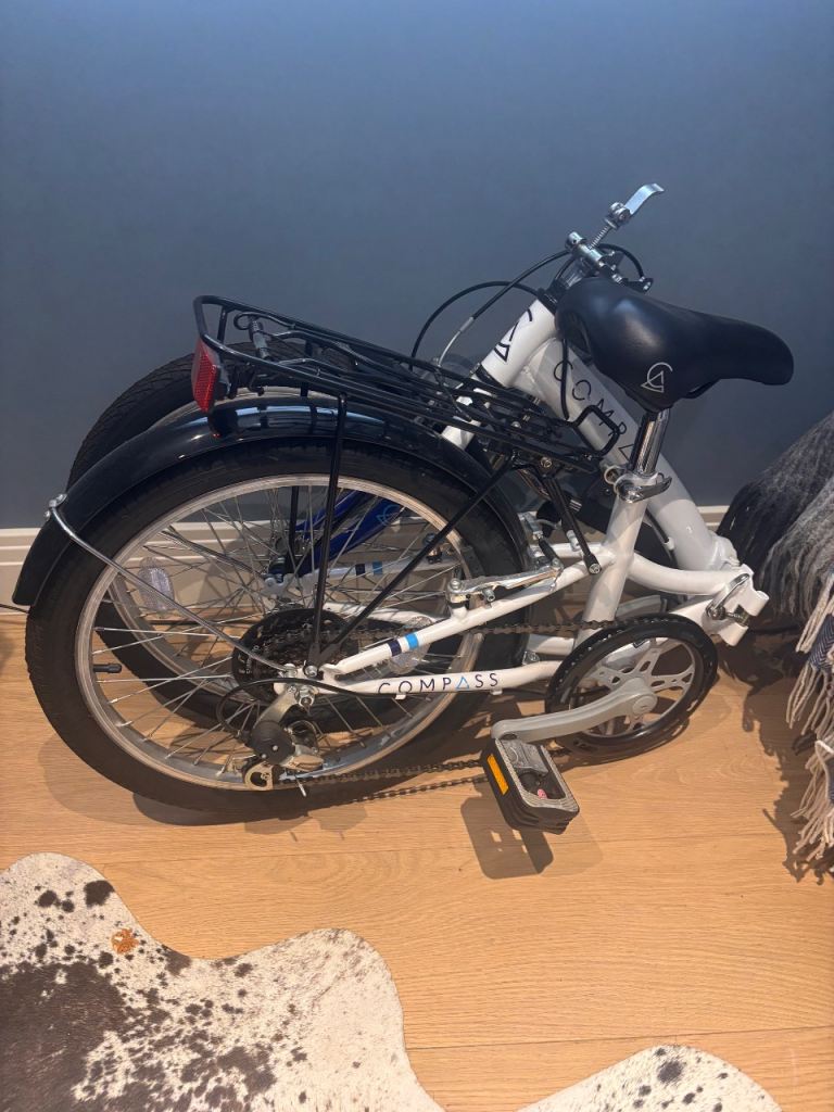  Compass Folding Bike – White, Excellent Condition