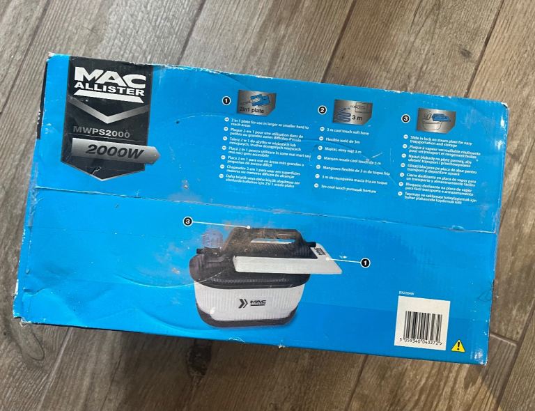 Mac Allister 2000W Wallpaper Stripper MWPS2000 Steam Remover – New (Box Damaged)