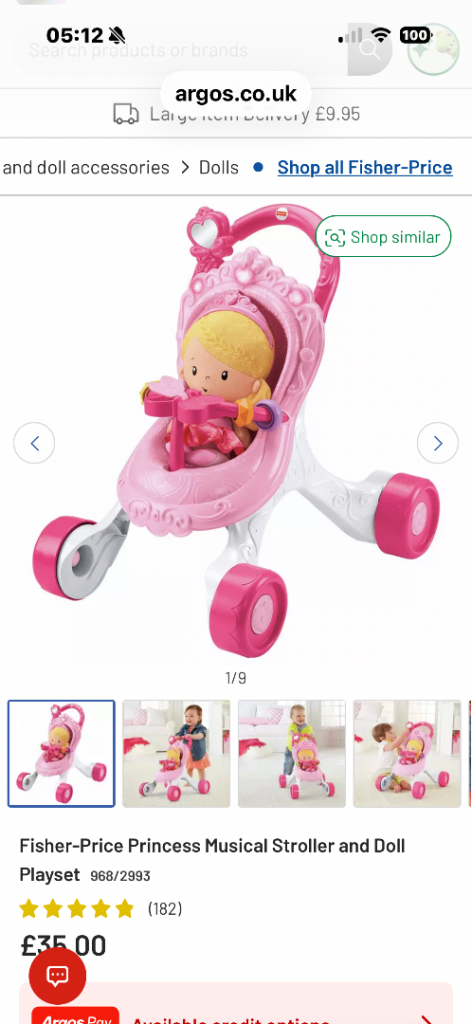 Fisher-Price Princess Musical Stroller and Doll Playset