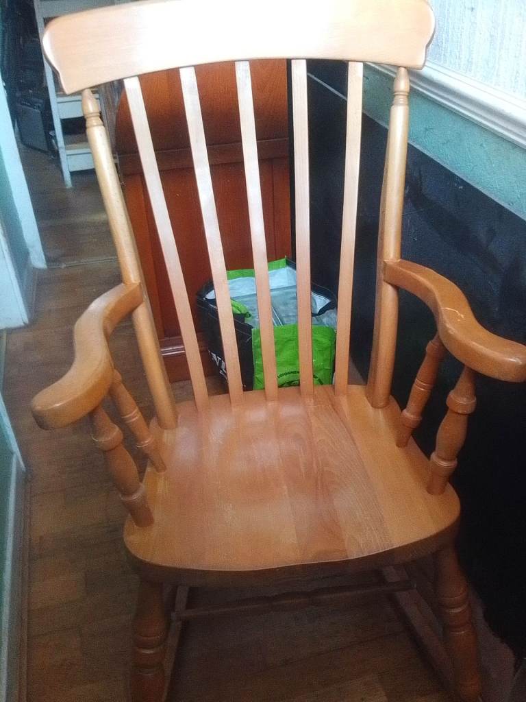 Wooden rocking chair large size also smaller Windsor wheel back rocking chair