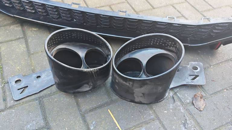 Audi A7 S7 Rear Diffuser RS7 Look Gloss Black with Black Tips