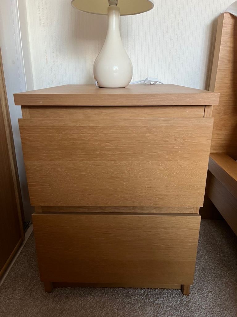 Malm oak bedside unit 