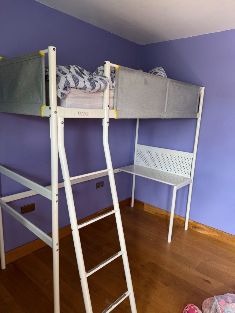 IKEA SMÅSTAD Loft Bed with Integrated Desk - White Frame, Good Condition