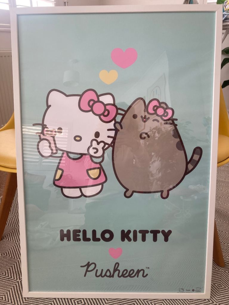 Hello Kitty and Pusheen poster: Love - Large Framed Poster 