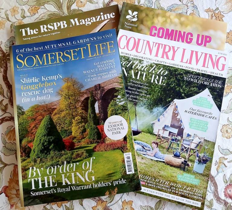 FREE Magazines. 2024 -26. 15 Somerset Life, 15 Country Living, 5 RSPB, 4 NT