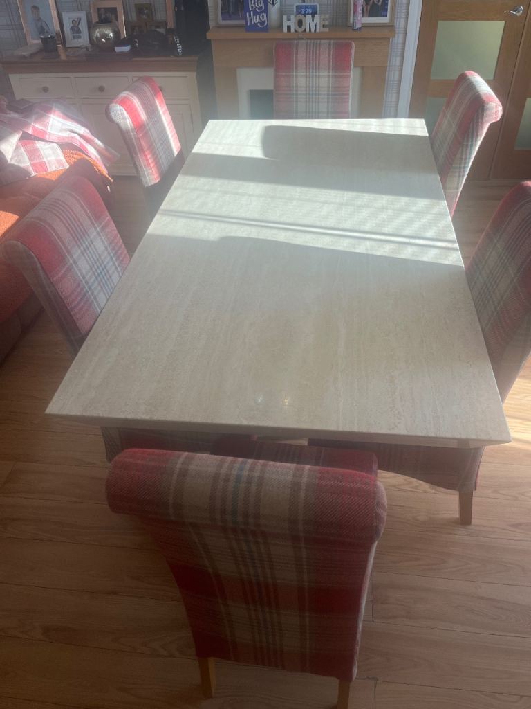 Marble dining table and 6 chairs