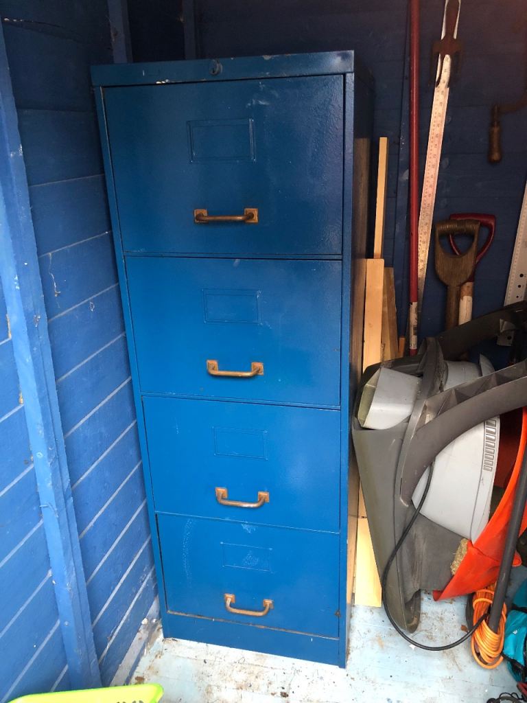 Vintage 1960’s Metal Four Drawer Filing Cabinet 