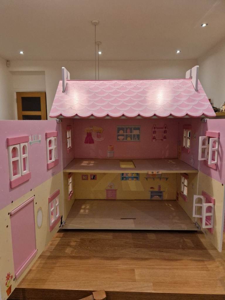 Dolls House with family, car and LOADS of furniture