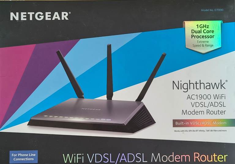 NETGEAR Nighthawk AC1900/D7000 WiFi VDSL/ADSL Modem Router