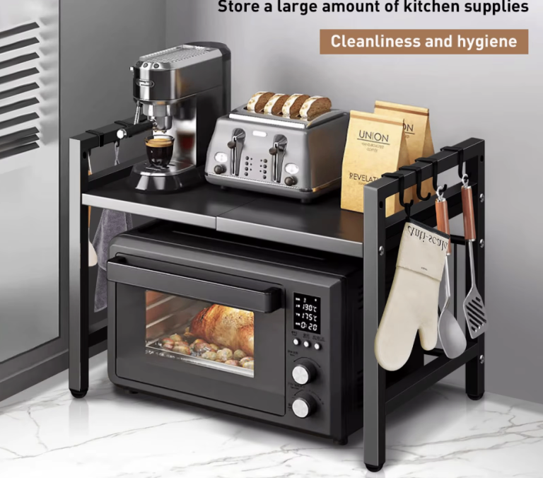 Expandable Microwave Air Fryer Shelf Organizer Countertop Tableware Storage Kitchen NEW