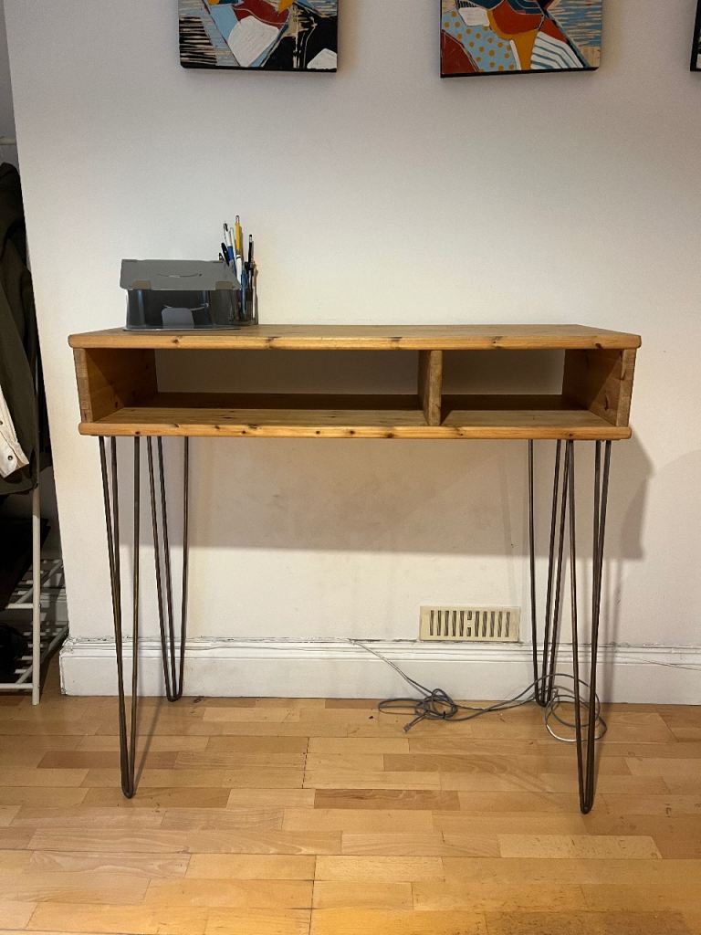 Standing desk - handmade, wooden with iron legs £75 OBO