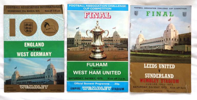 Sunderland v Leeds Utd 1973 Cup Final Programme plus 2 other Wembley programmes.