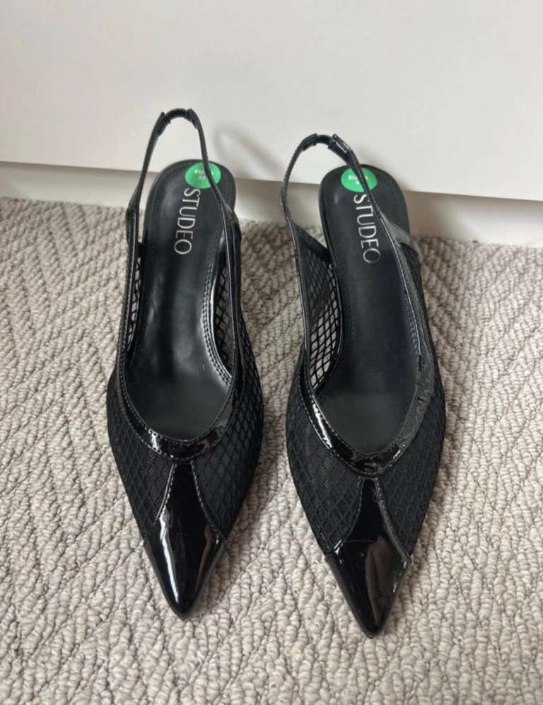 STUDIO Black Mesh Slingback Heels – NEW, UK 4 / Euro 37