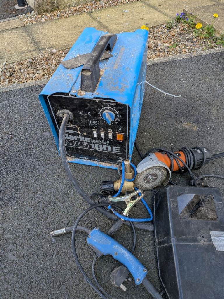 Clarke mig 100E plus AEG angle grinder 