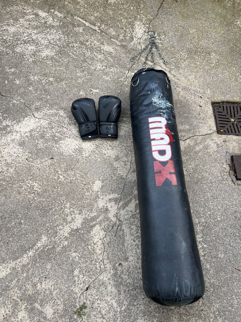 MADX Black Punch Bag & Sawans Gloves - Fair Condition