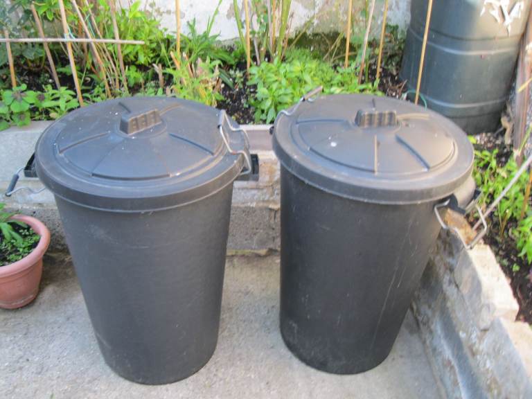 Pair of Black Garden Bins with Lids – Good Condition