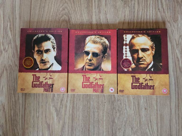 The Godfather set of Dvds Part 1,2,3.