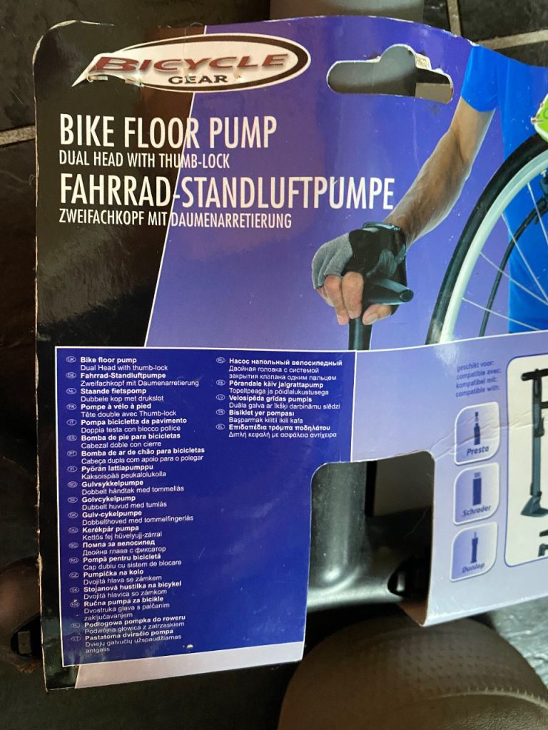 Bike Floor Pump - Dual Head With Thumb Lock 